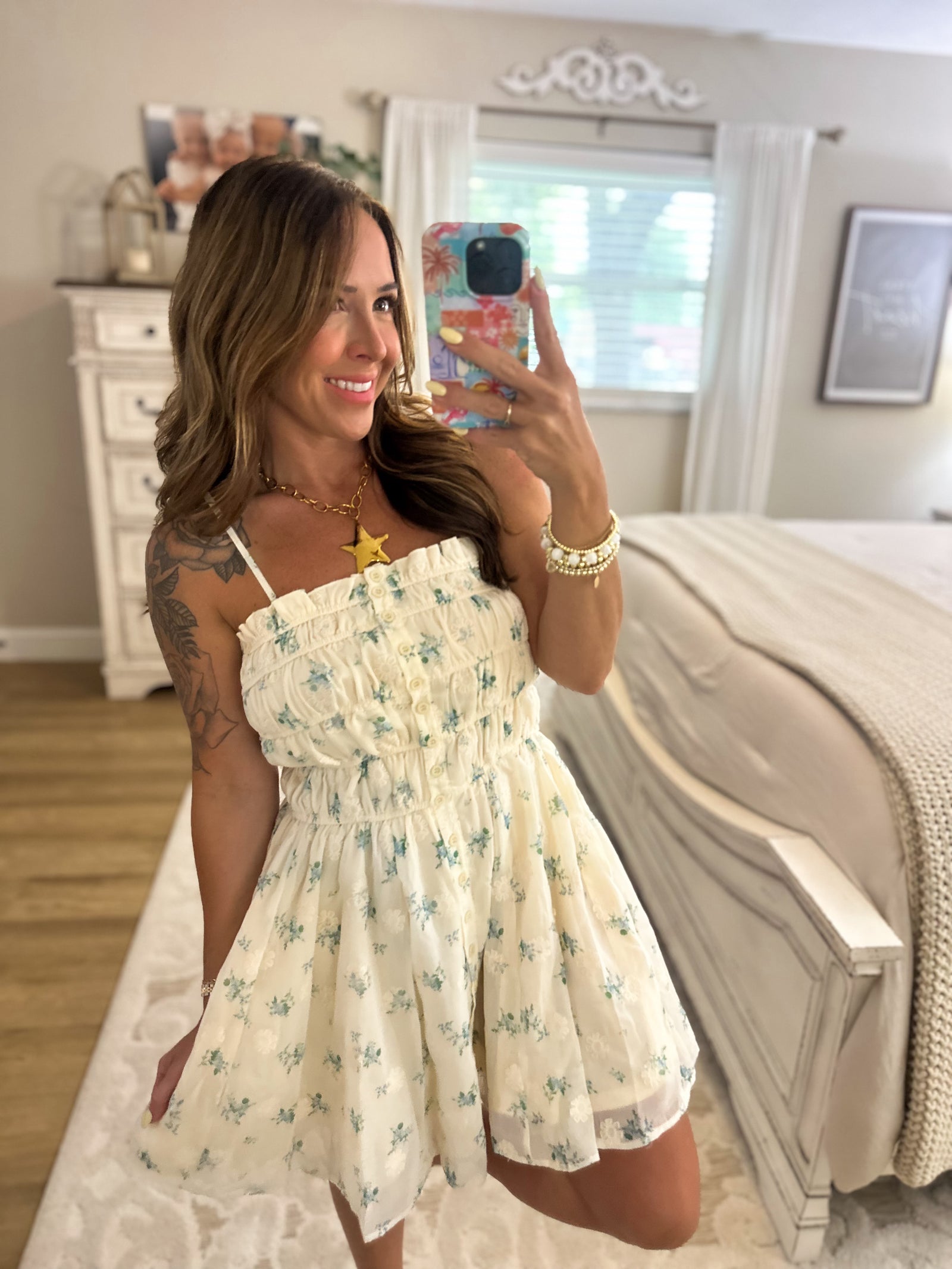 Sunset Skies Floral Strapless Dress