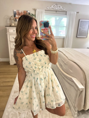 Sunset Skies Floral Strapless Dress
