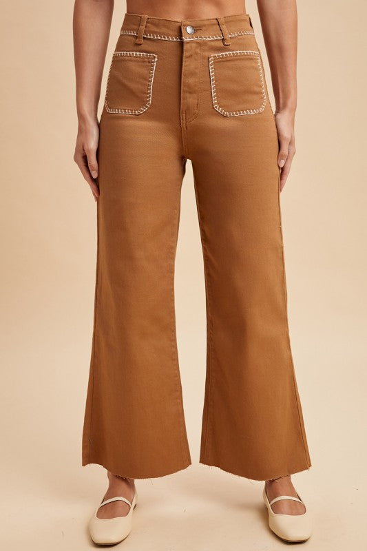 Tristan Stitched Flare Cropped Leg Pants