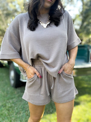 DOORBUSTER - Ali Ribbed Shorts - Mocha