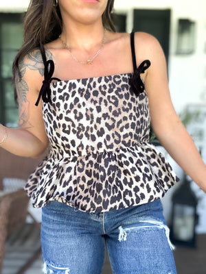 On The Prowl Leopard Jacquard Baby Doll Top