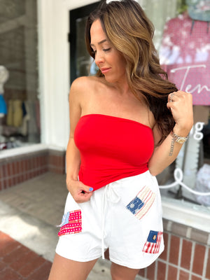 Nothing Compares Double Lined Strapless Top - Tomato