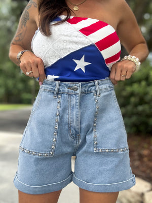 Andrew Star Studded Denim Shorts