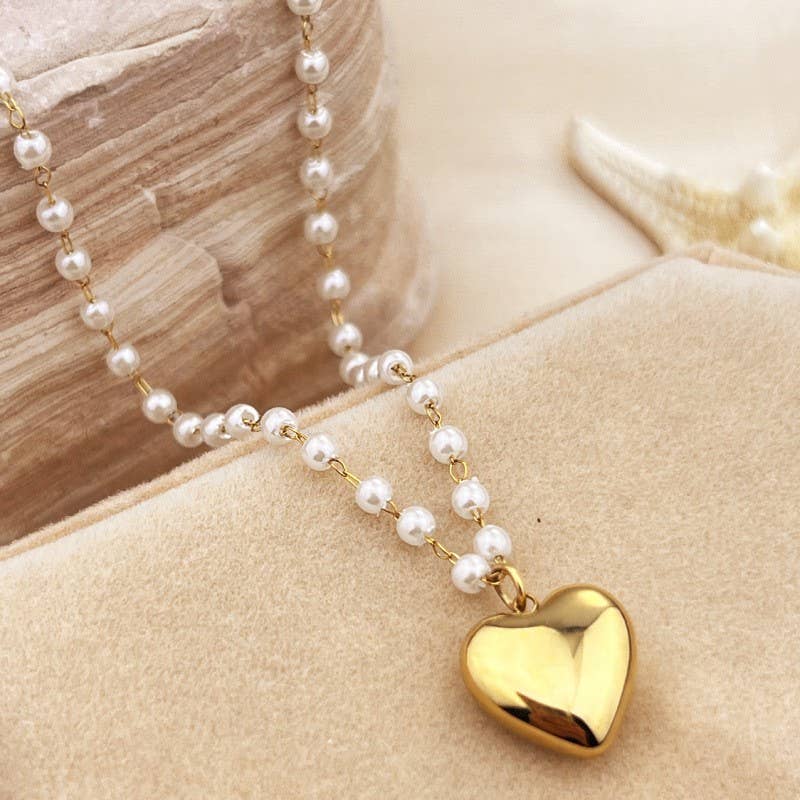 Heart Of Gold Pearl Necklace