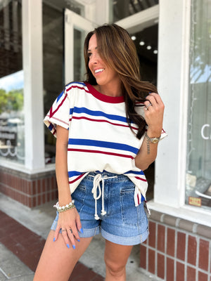 Georgia Multi Striped French Terry Pullover