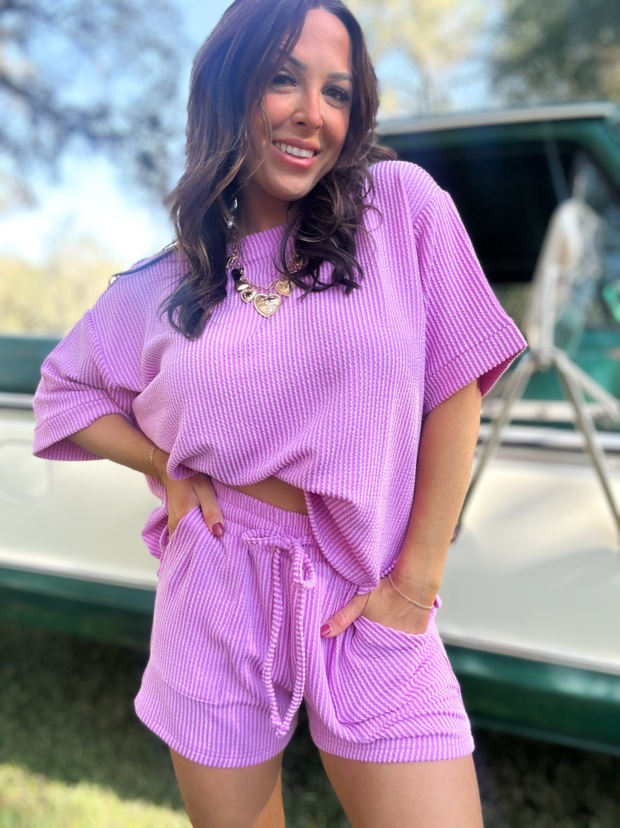 DOORBUSTER - Ali Ribbed Tee - Spring Violet