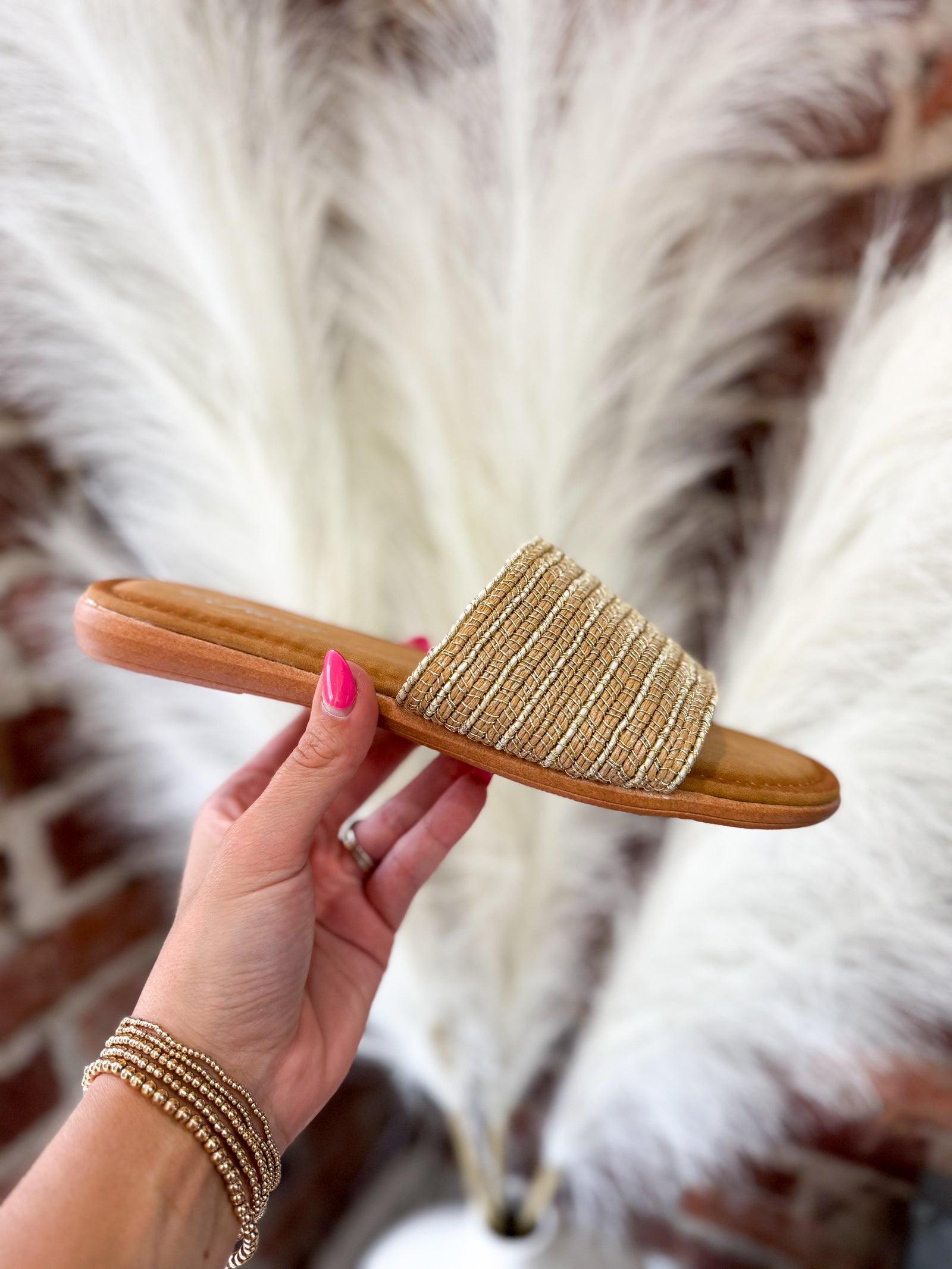 Kate Stitched Sandals - Champagne