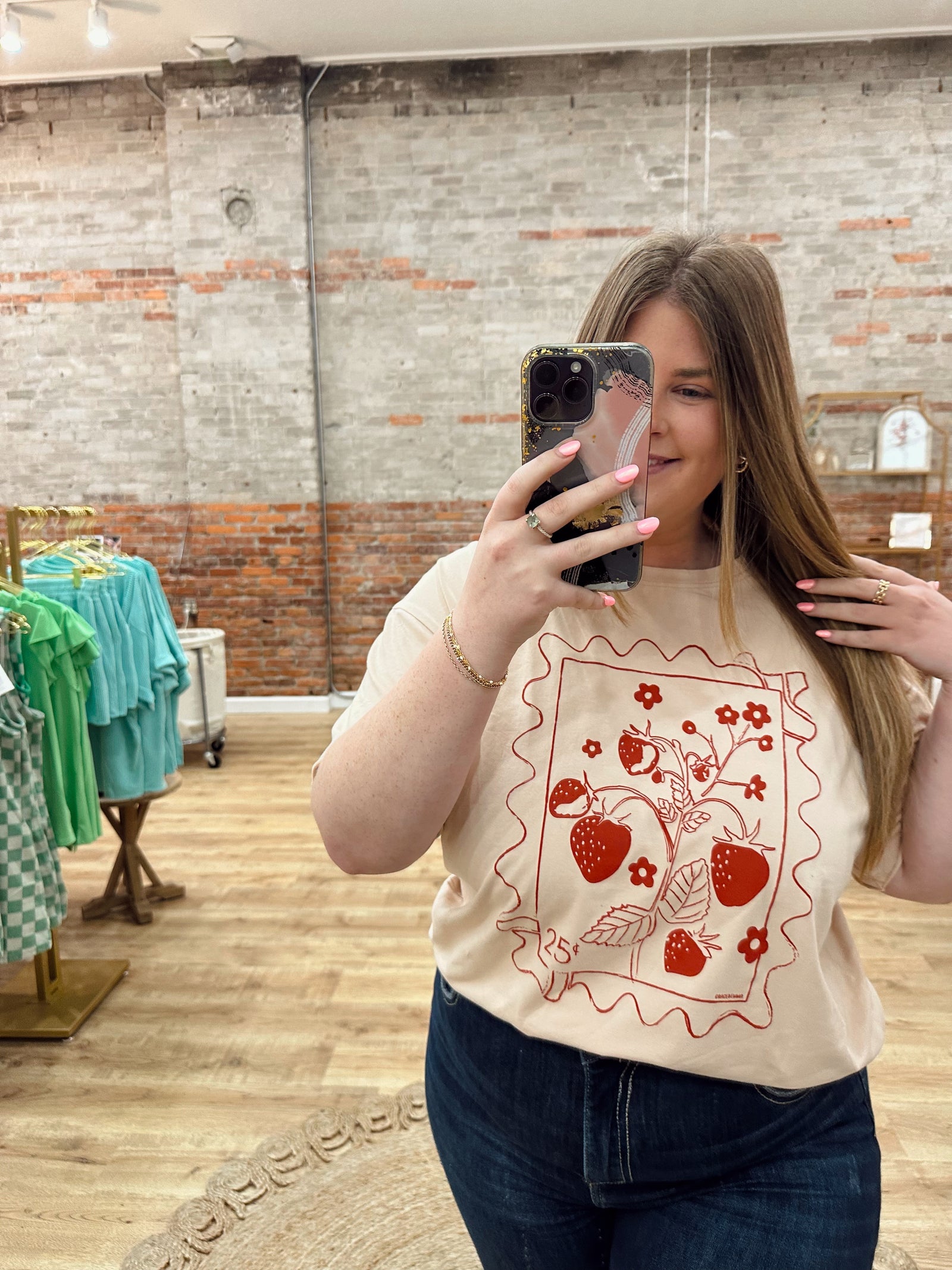 Strawberry Stamp Relaxed Fit Top