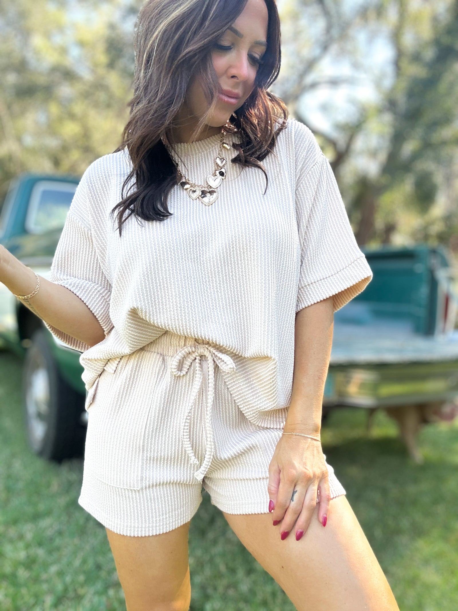 DOORBUSTER - Ali Ribbed Tee - Sand Beige