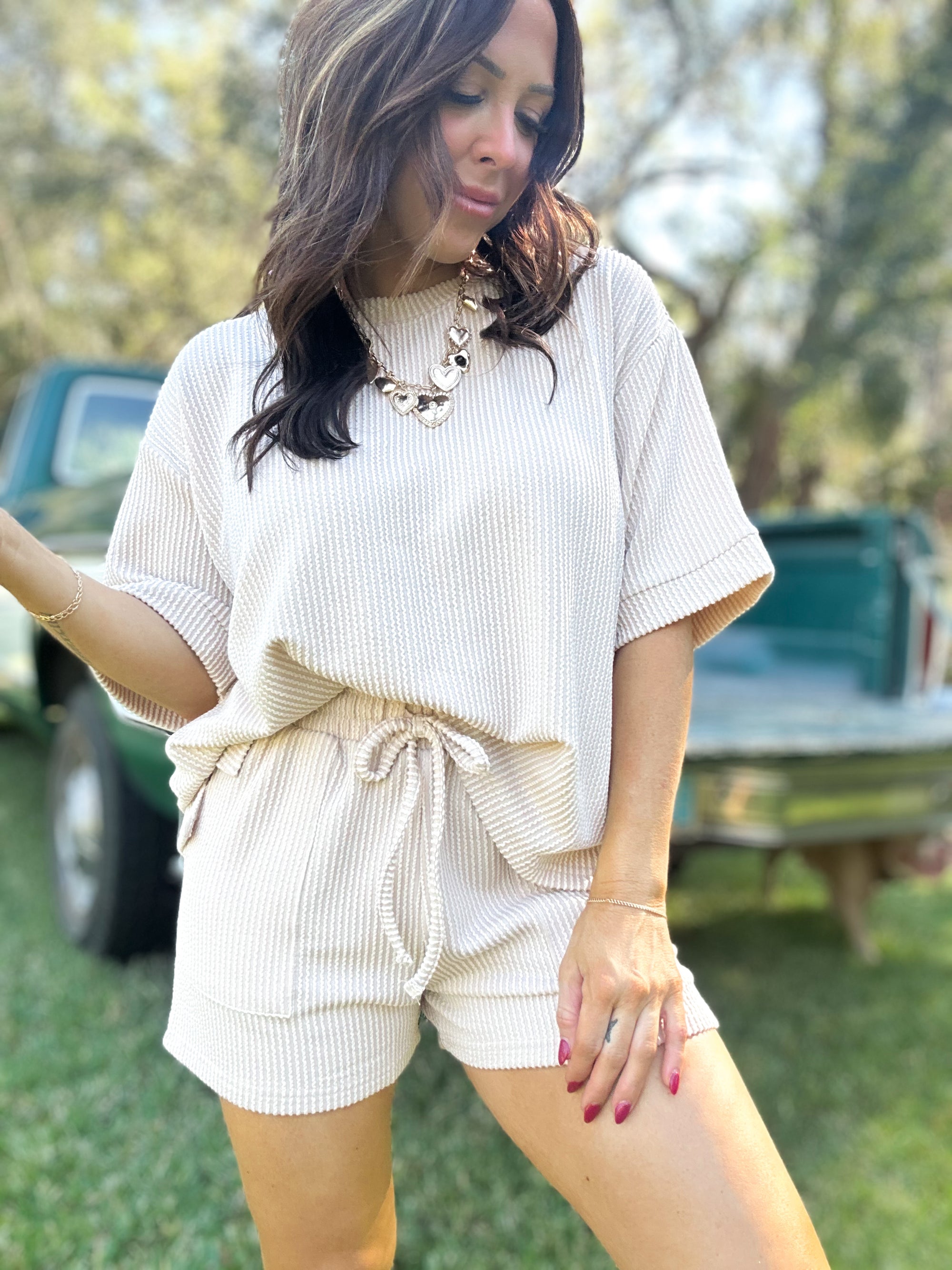 DOORBUSTER - Ali Ribbed Tee - Sand Beige