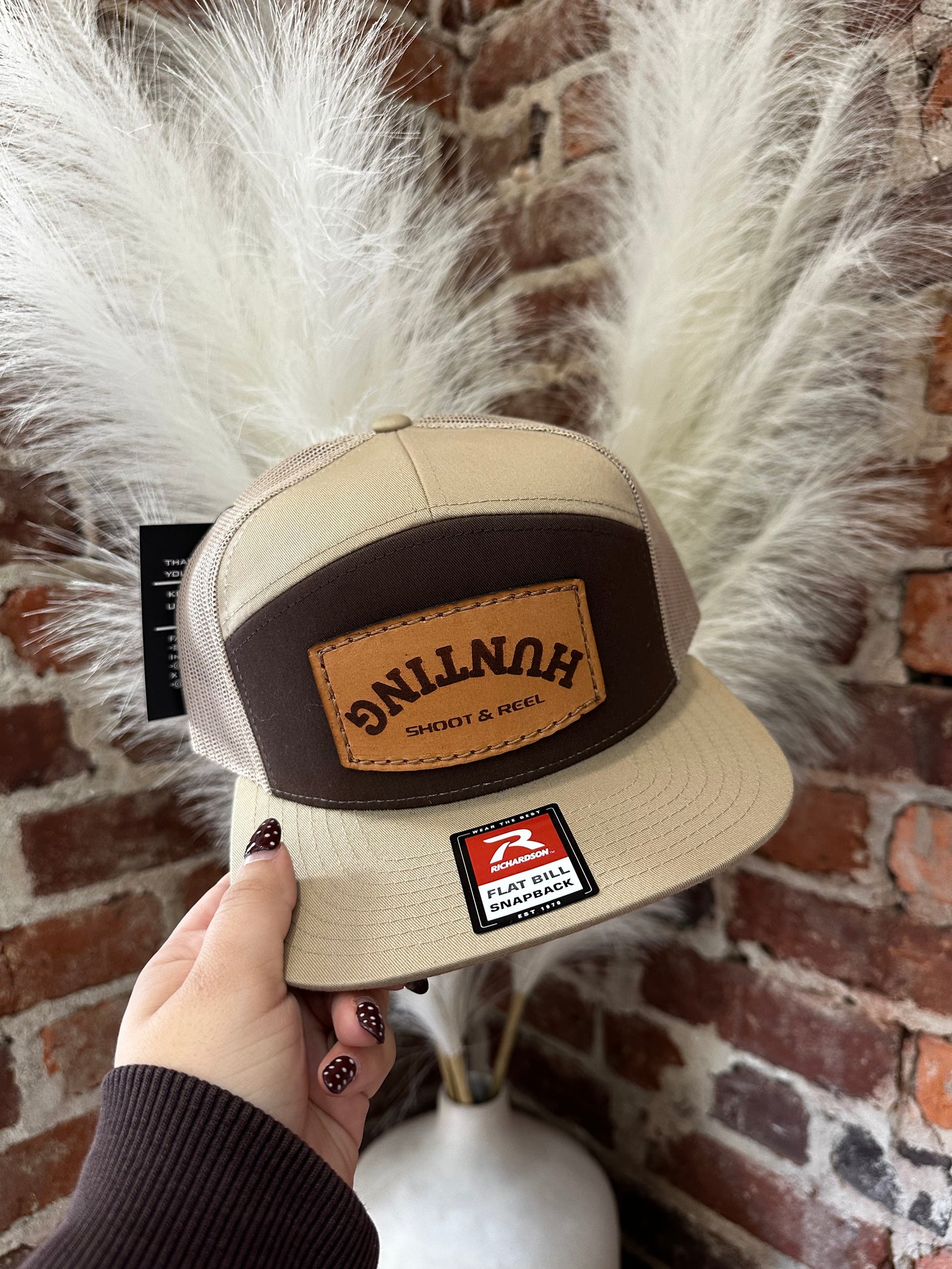 Brown and Khaki Hunting Leather Patch Hat