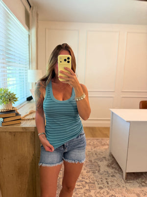 Drake Reversible Striped Tank Top - Dusty Teal