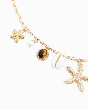 Pearl Starfish Sea Life Charm Necklace
