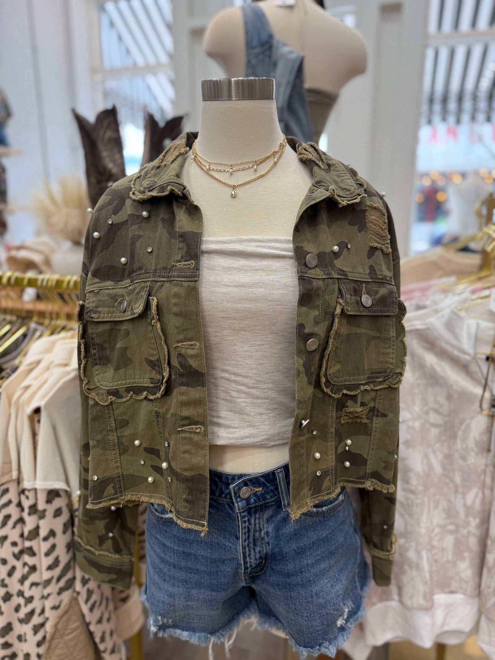 Charlotte Glitzy Camo Denim Jacket