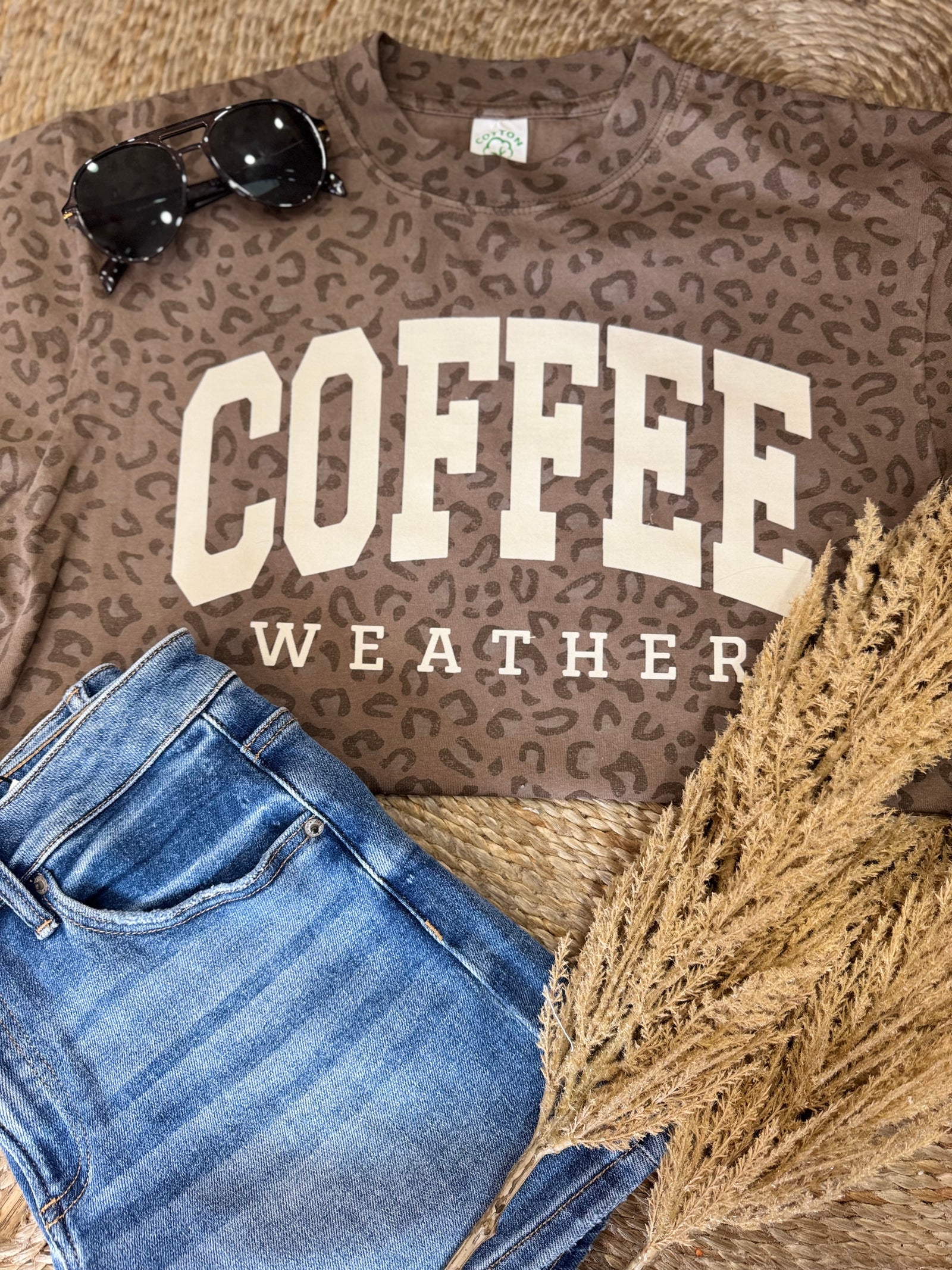 Coffee Weather Oversized Leopard Tee