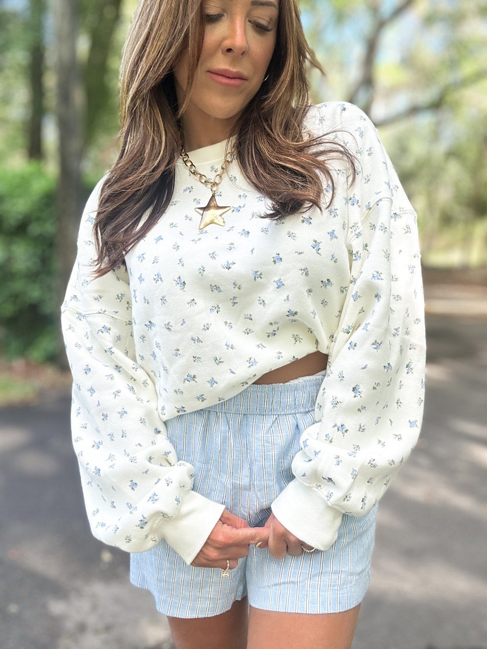 Leigha Long Sleeve Floral Pullover