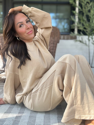 Delaney Mineral Washed Wide Leg Pant - Camel