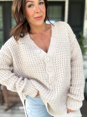 Reagan Button Trim Sweater