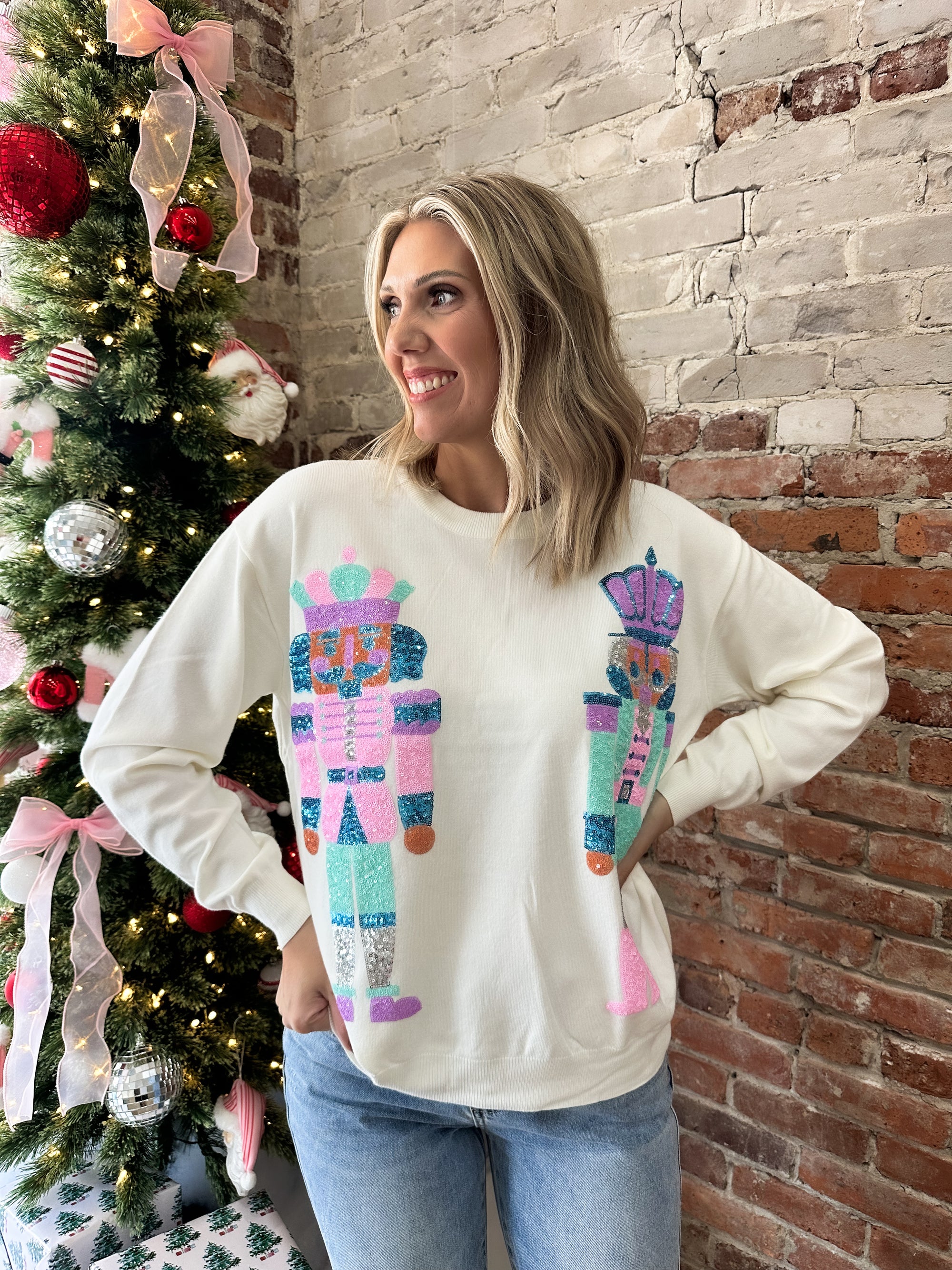 Feeling Festive Sequin Nutcracker Sweater