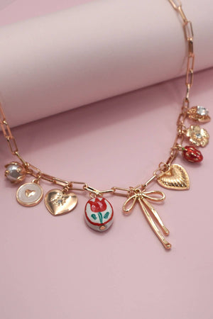 Everything Sweet Floral Heart Charm Necklace