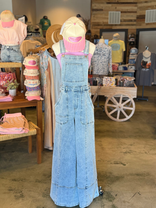 Lauren Wide Leg Denim Overalls - Tennessee Jane