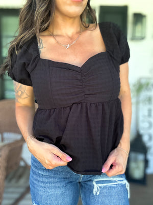 Gone Again Babydoll Lace Up Back Top