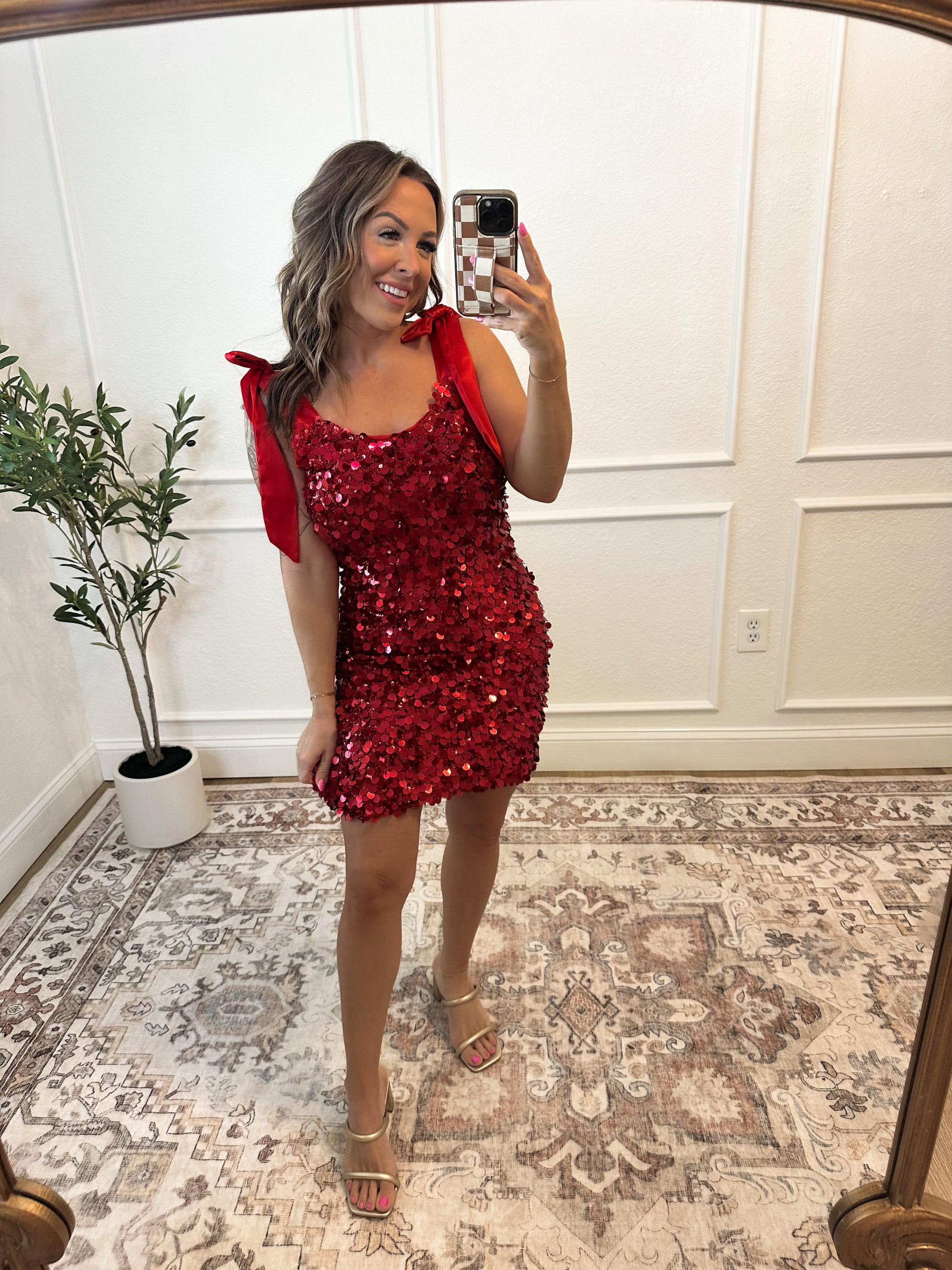 Champagne Problems Sequin Mini Dress - Red