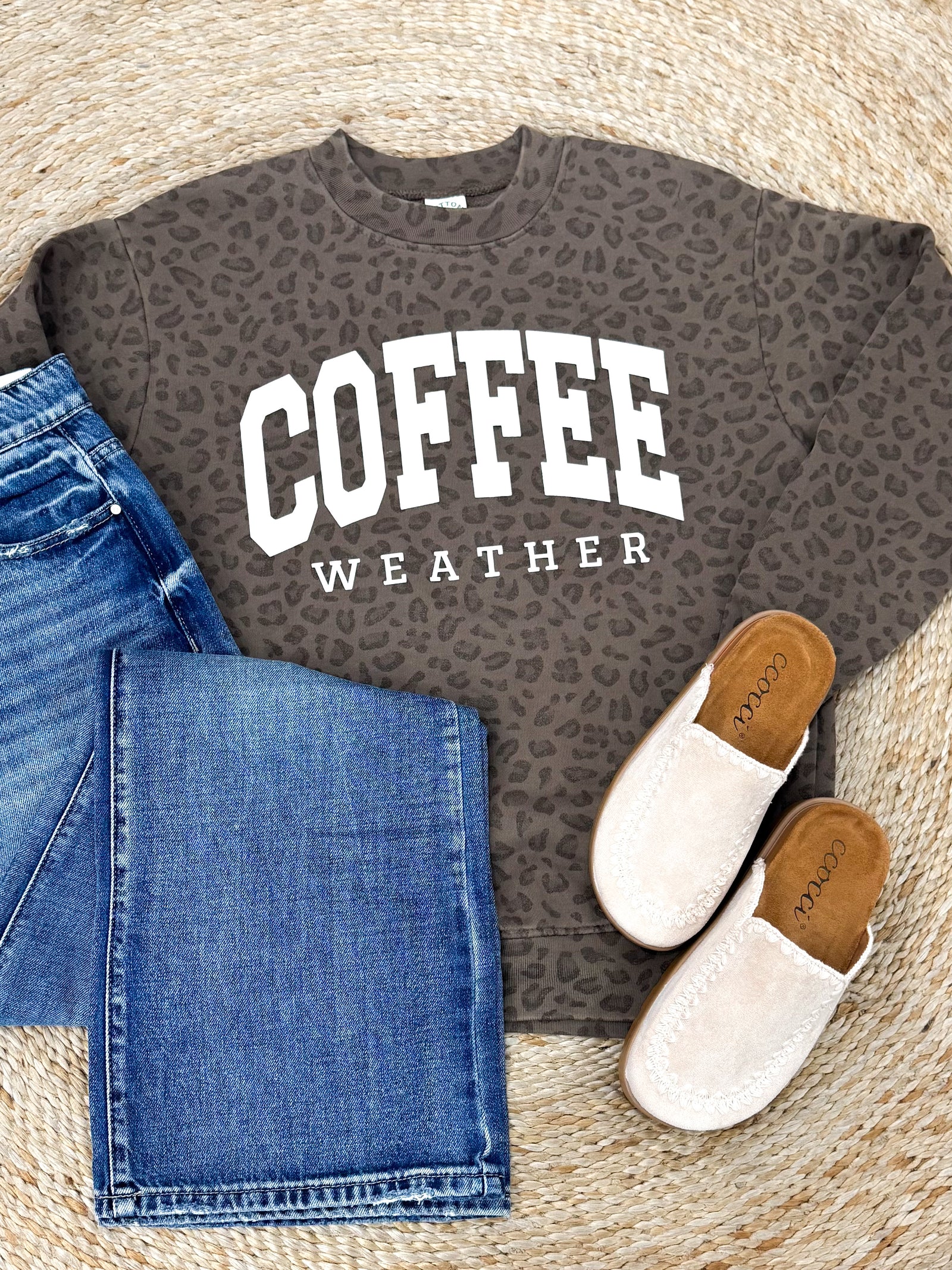 Coffee Weather Leopard Pullover