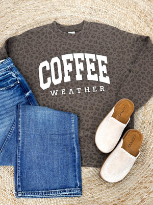 Coffee Weather Leopard Pullover