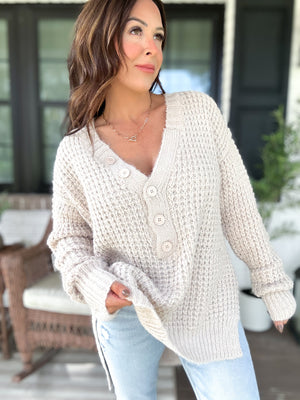 Reagan Button Trim Sweater