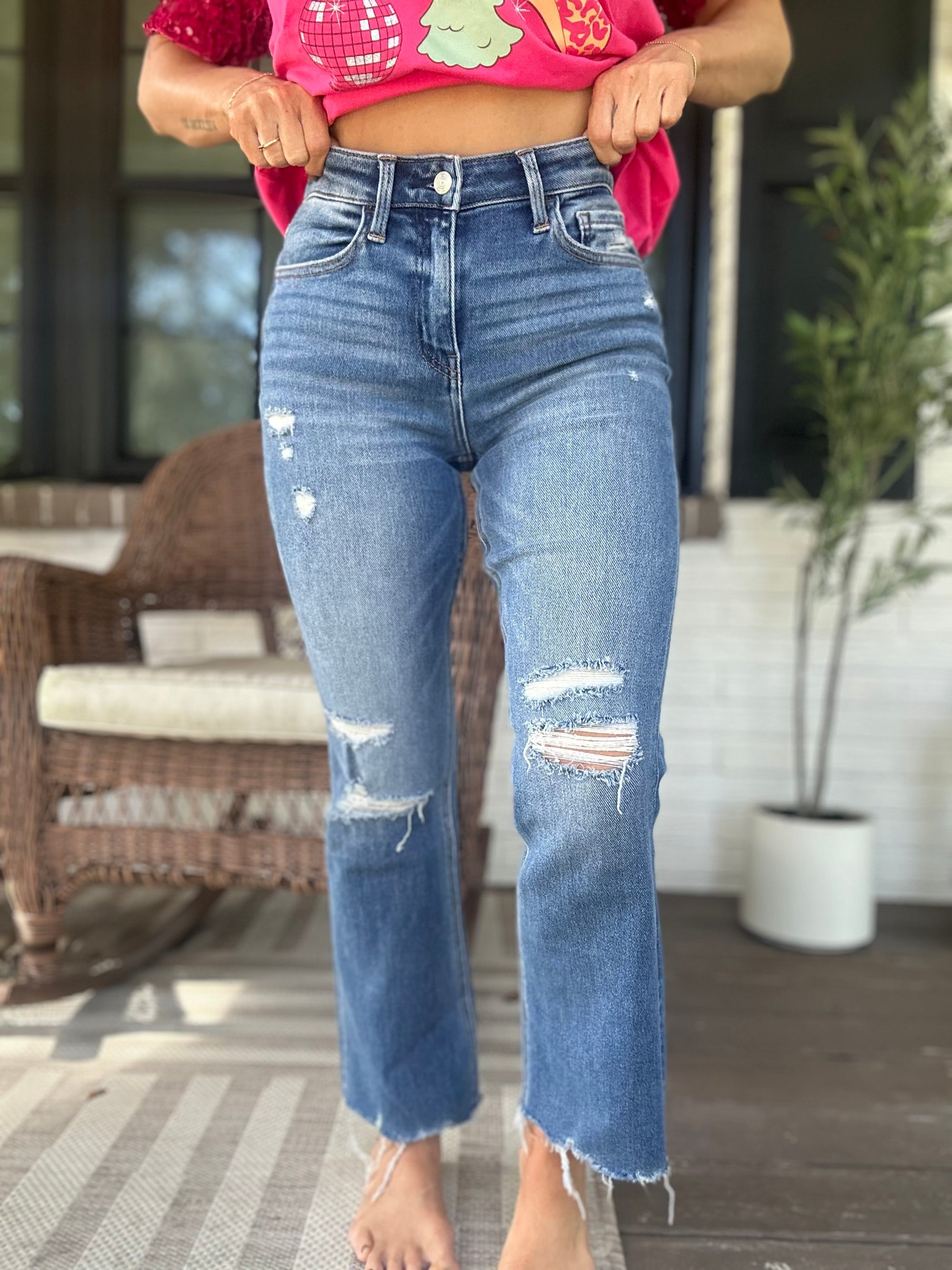 Aurora High Rise Crop Kicked Flare Jeans