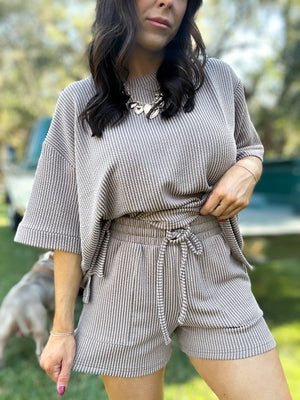 DOORBUSTER - Ali Ribbed Shorts - Mocha