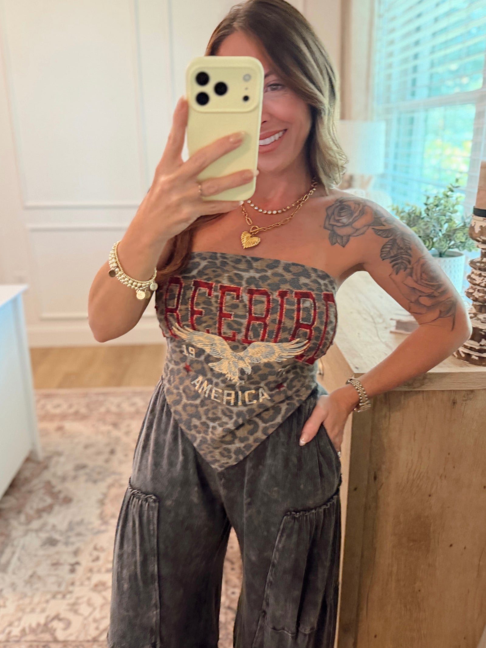Free Bird Scarf Top - Leopard