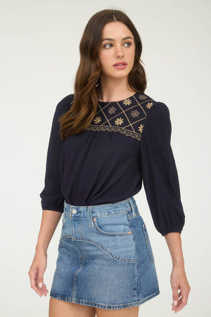 Jessie Floral Embroidered Detail Top