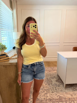 Mandi Striped Scoop Neck - Pale Banana