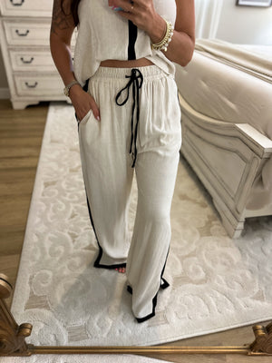 Valerie Linen Blend Color Block Pants
