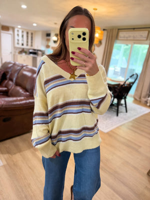 Angie Striped VNeck Sweater
