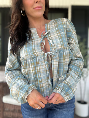 Phoebe Checkered Blouse - Denim