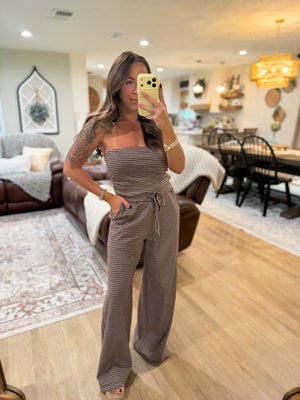 Georgina Striped Pants - Brown
