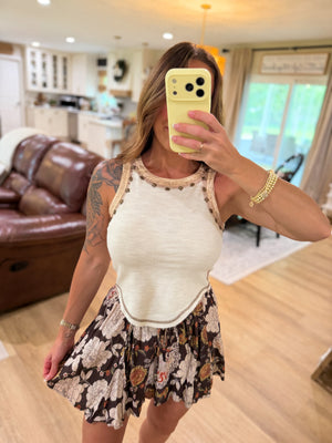 Addison Floral Print Skort - Espresso
