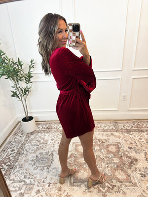 Life Of The Party Velvet Romper - Wine