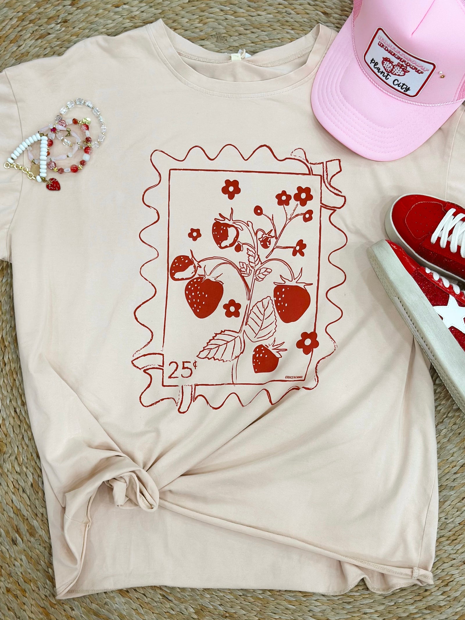 Strawberry Stamp Relaxed Fit Top