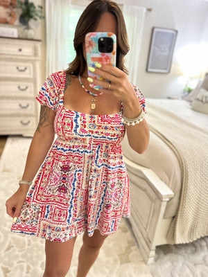Skye Boho Patchwork Print Smocked Romper