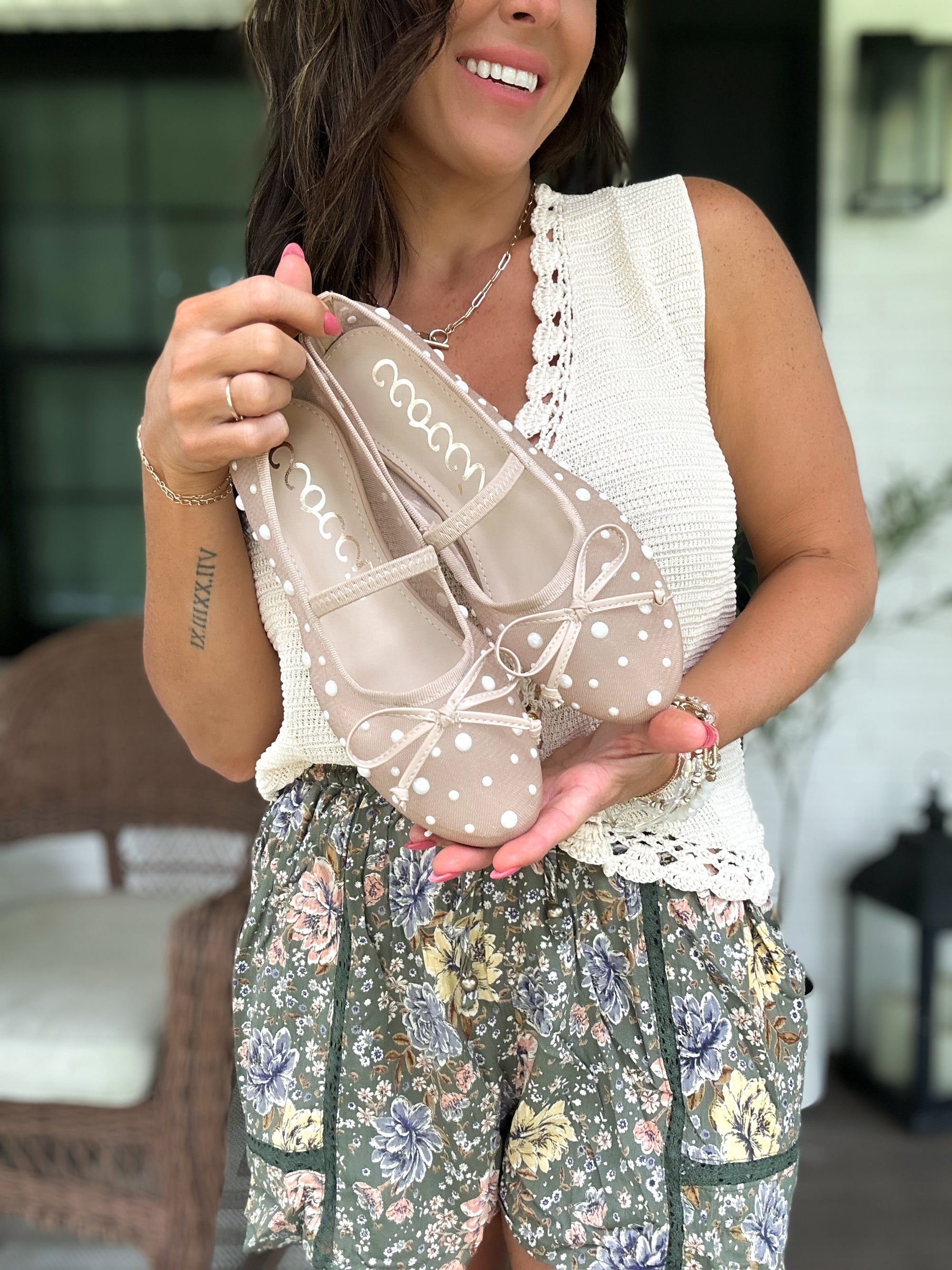 Carly Pearl Embellished Flats