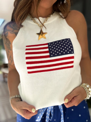She's A Firecracker Halter Neck Sweater Top - Ivory