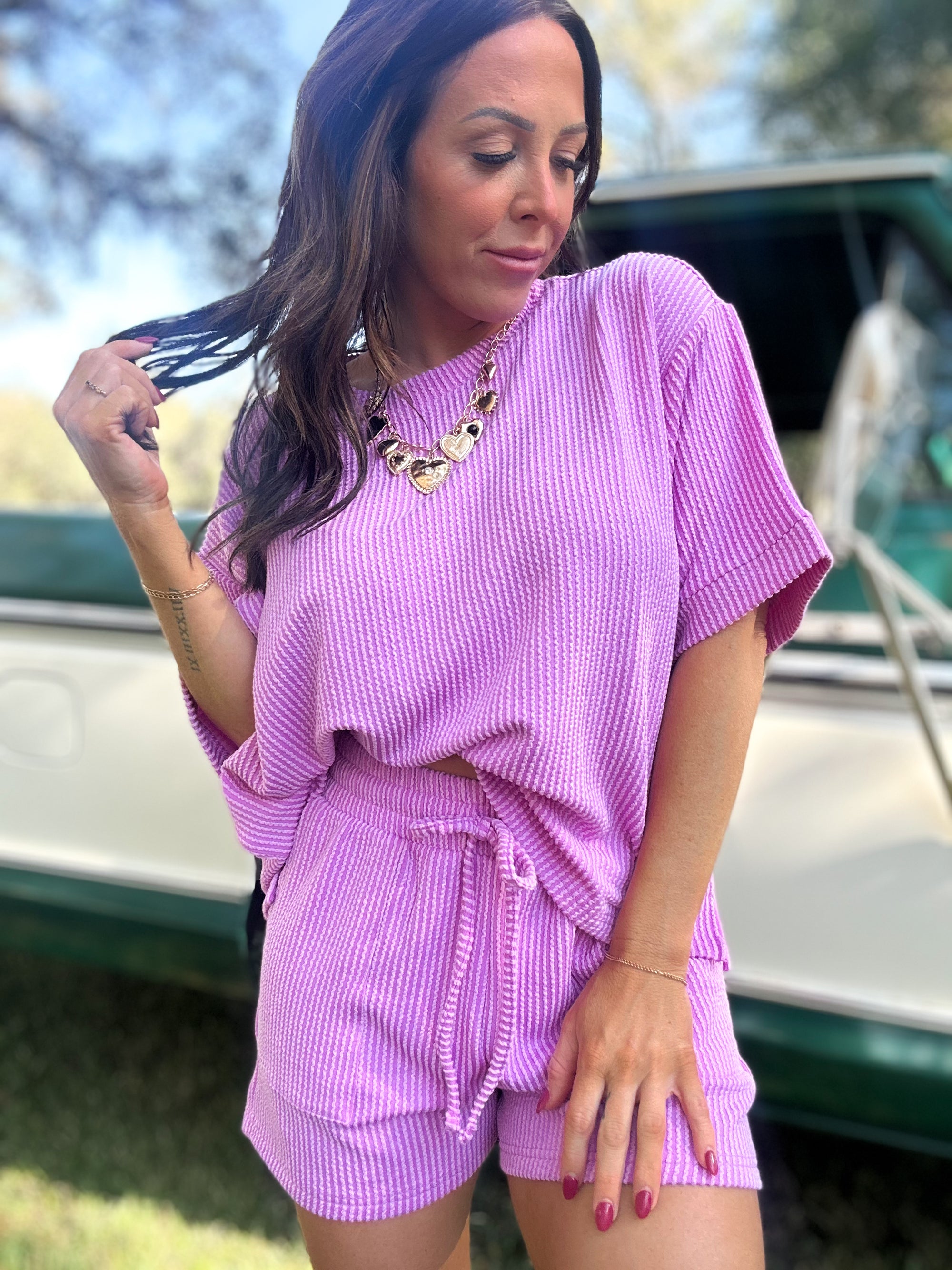 DOORBUSTER - Ali Ribbed Tee - Spring Violet