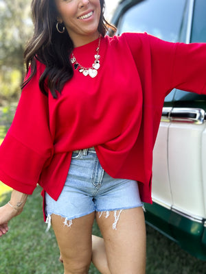 DOORBUSTER - Karli Side Slit Top - Ruby