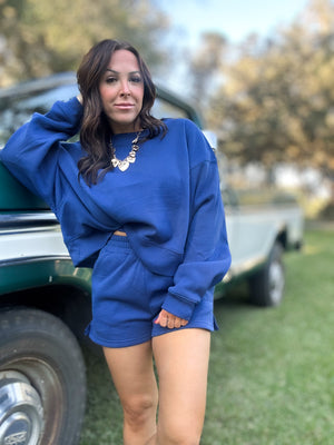 DOORBUSTER - Gabi Round Neck Pullover Light Navy