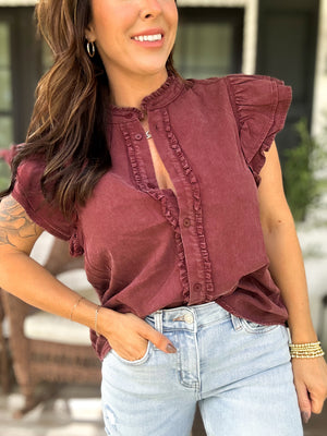 Katie Marie Ruffle Trim Blouse