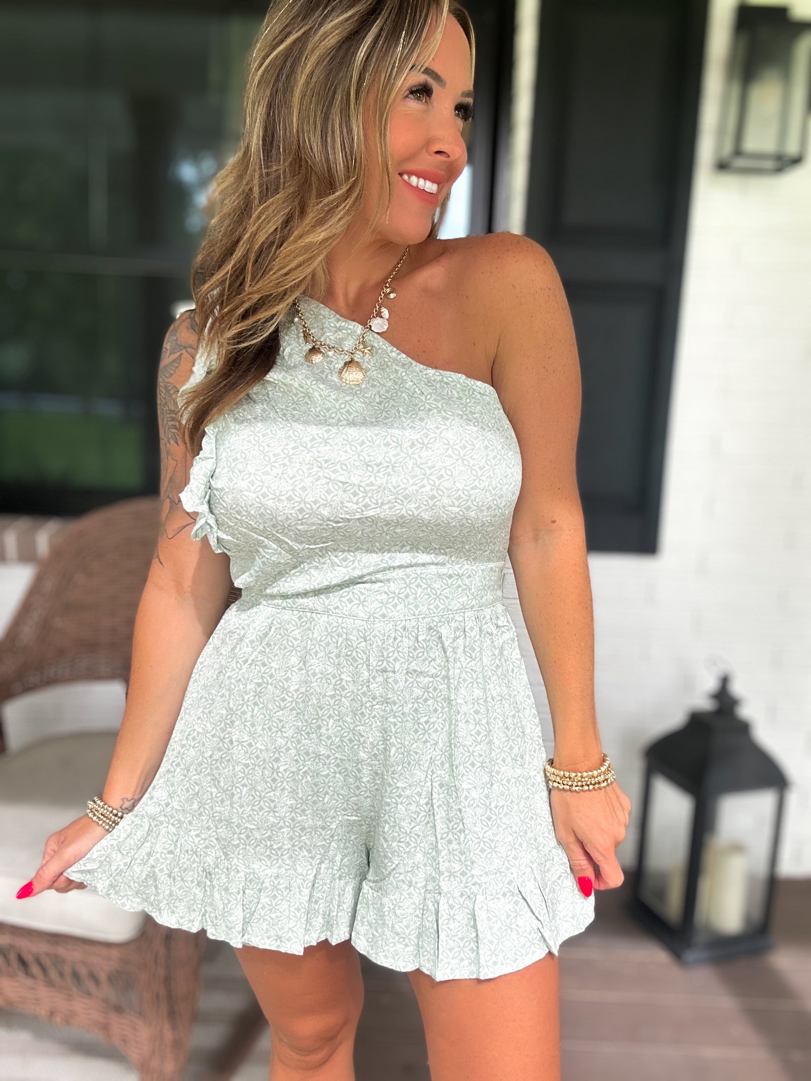 Making Plans One Shoulder Ruffle Romper